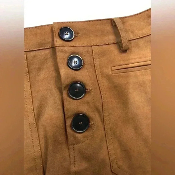 NWOT, ZARA, Faux Suede Decorative Pocket Mini Skirt, Medium, Caramel - Picture 3 of 8